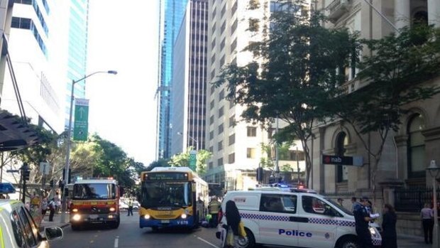 A pedestrian has been hit by a bus in the Brisbane CBD.