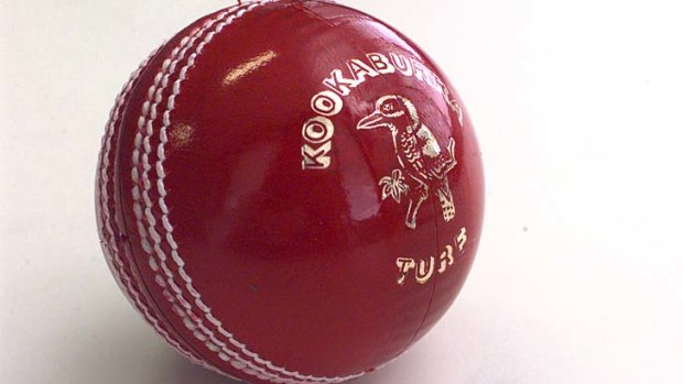 Kookaburra turf cricket ball.