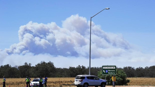 Large portions of roads have been shut down by the Waroona fires.