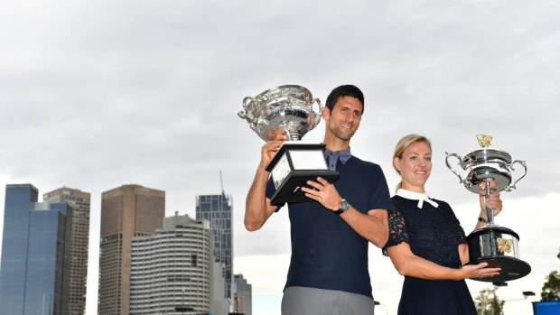 Defending champions Angelique Kerber and Novak Djokovic.