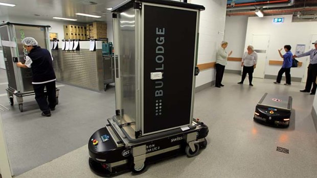 Behind-the-scenes machines &#8230; the automated guided vehicles at Royal North Shore Hospital, which move linen and food.