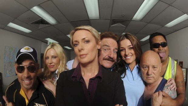Eclectic career ... Anderson with the cast of SBS TV’s <i>Swift and Shift Couriers</i>.