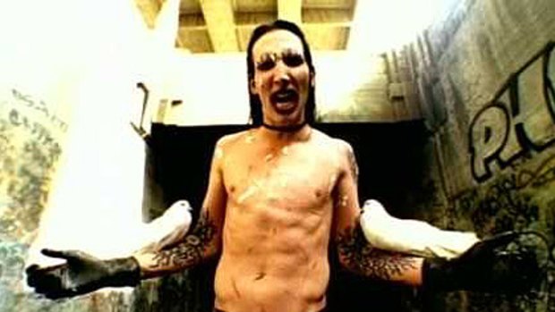 Scariest ever? ... Marilyn Manson in a scene from the Sweet Dreams clip.