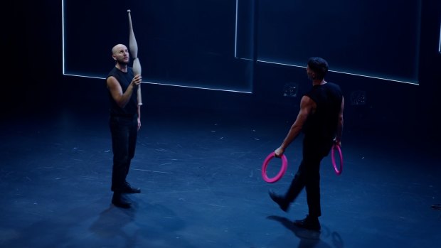 Escalate Juggling Trio perform on stage