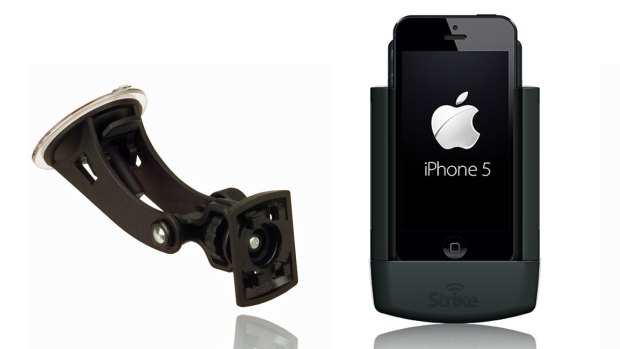 The Strike Alpha iPhone 5 car mount securely attaches your smartphone to the windscreen. 