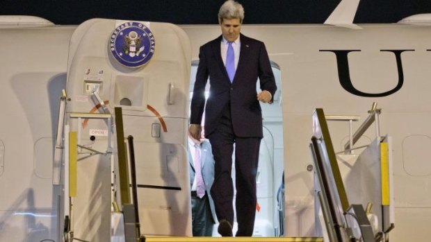 Determined: US Secretary of State John Kerry has been on a diplomatic blitz in recent weeks.