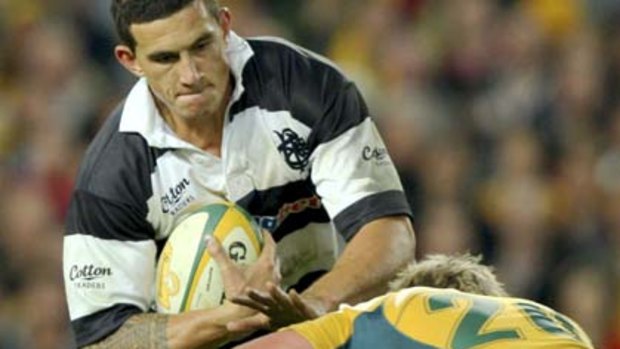 Wanted man ... Sonny Bill Williams plays for the Barbarians against the Wallabies in Sydney last year.