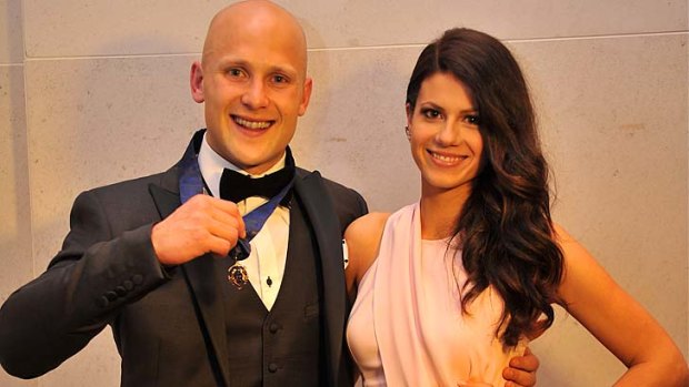 Gary Ablett with his girlfriend Jordan Papalia after winning the Brownlow Medal.