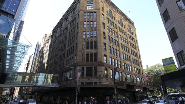 The David Jones building on the corner of Market Street and Elizabeth Street in Sydney.