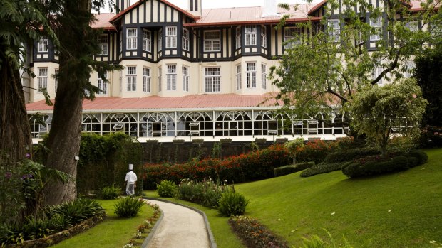 Colonial remains: The gardens of the English-style Grand Hotel at Nuwara, Eliya are a manicured delight.