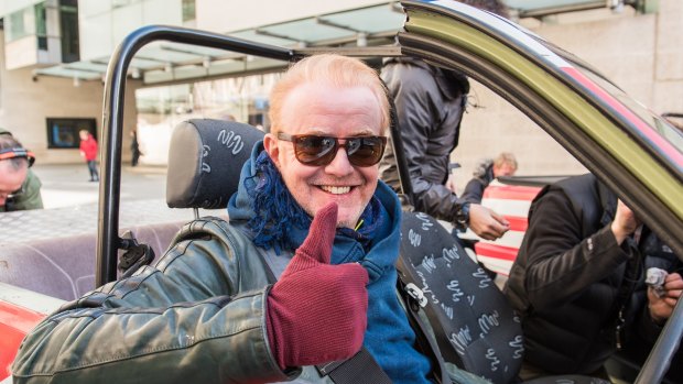 Evans behind the wheel for <i>Top Gear</i>.
