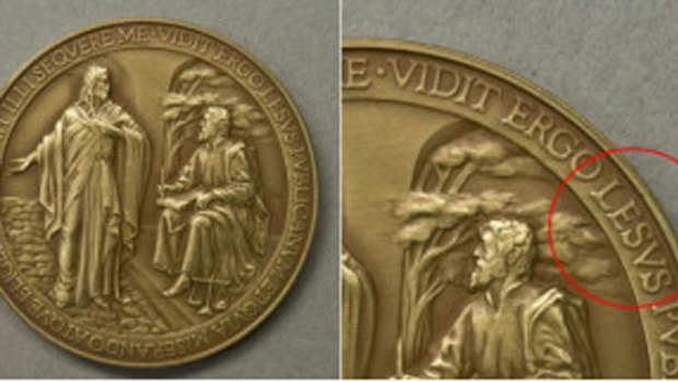 This coin released to commemorate Pope Francis's first year in office has an unfortunate spelling mistake.