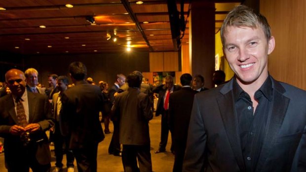 Cross-cultural ... the Australia India Business Council recognises Brett Lee at Parliament House in Sydney for his contribution to bettering relations between the two countries.