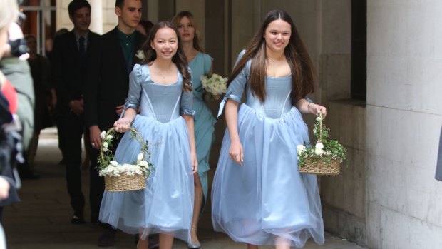 Chloe and Grace Murdoch were flower girls at their father Rupert's wedding to Jerry Hall.