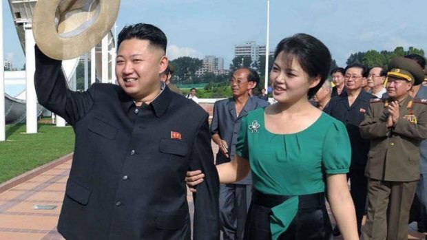  Kim Jong-un and his wife Ri Sol-ju.