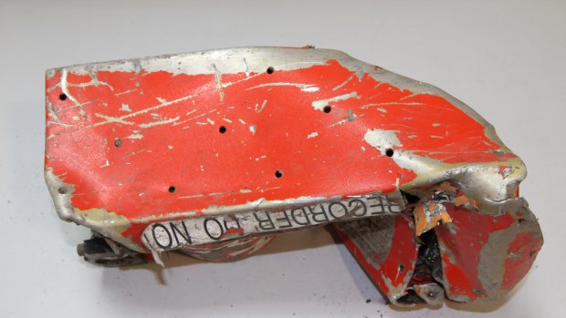A badly damaged part of the voice data recorder of the Germanwings jetliner that crashed on Tuesday in the French Alps. 