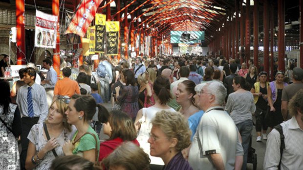 Crowds at the first night market.