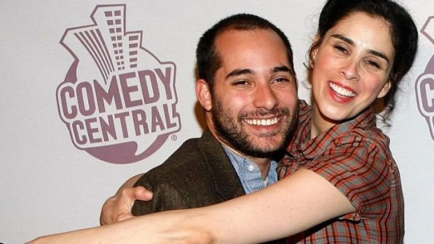 'I'm so mad at you Harris' ... Comedian Sarah Silverman cuddles her then <i>The Sarah Silverman Program</i> writer Harris Wittels in 2008.