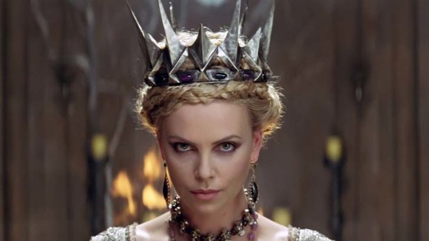 Mommie Dearest on the wall ... Charlize Theron goes for an icy study in blonde ambition as the Queen.