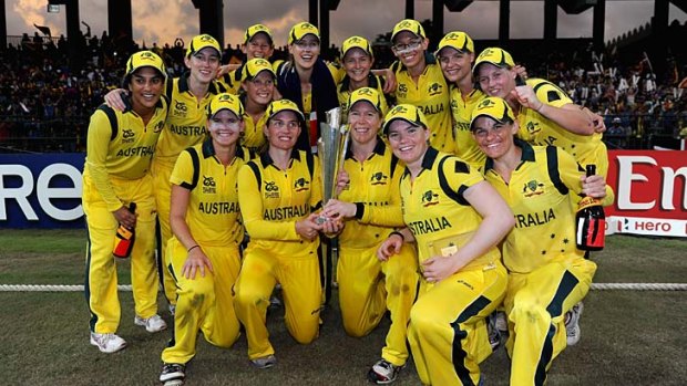 Champions ... Australia celebrate their T20 success.