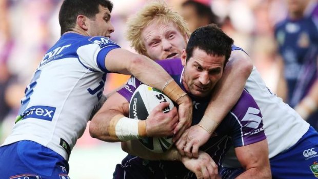 British Bulldogs: James Graham and the Bulldogs overpowered the Storm at AAMI Stadium.