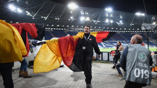 Police evacuate the  HDI Arena prior to the International Friendly match between Germany and Netherlands in Hanover, Germany.