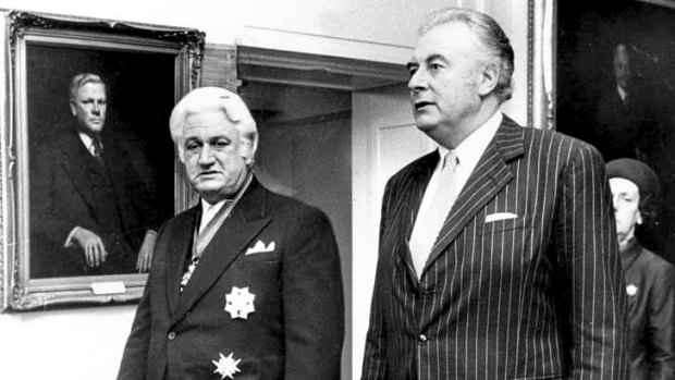 Gough Whitlam saw Sir John Kerr (left), en route to the latter's swearing in, as ''my best appointment''.