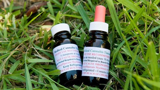 Bottles of  medical cannabis tincture.