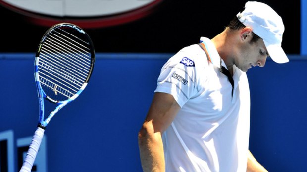 Not a happy camper ... Andy Roddick loses his cool yesterday.