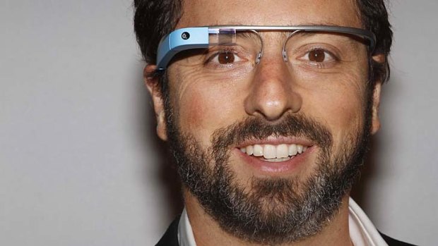 Showing off: Google founder Sergey Brin wears Google Glass.