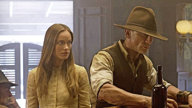 Daniel Craig with Olivia Wilde in 'Cowboys & Aliens'.