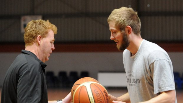 Richard Briggs pic.....19june09........ Perth Wildcats coach Rob Beveridge and new signing Jesse Wagstaff, both Canberrans, together at the Belconnen Basketball Centre....Sport-Chris Dutton