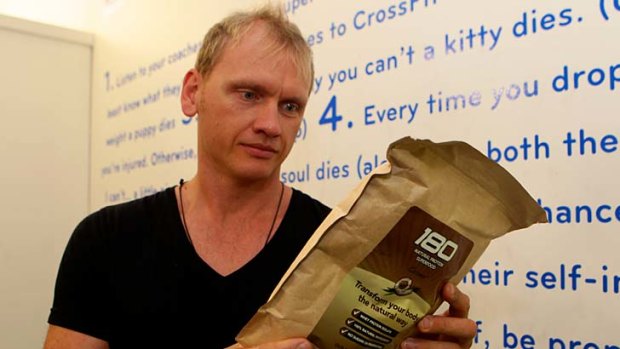 All natural: Guy Lawrence with his own protein powder that he is now shipping to the US and Canada.