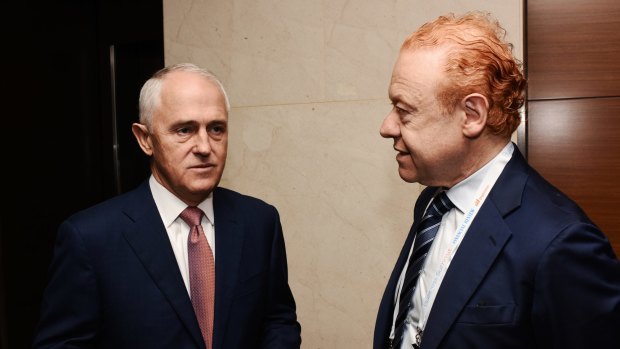 Anthony Pratt, right, on Wednesday pledged to invest $2 billion in Australia in a ceremony attended by Prime Minister Malcolm Turnbull.