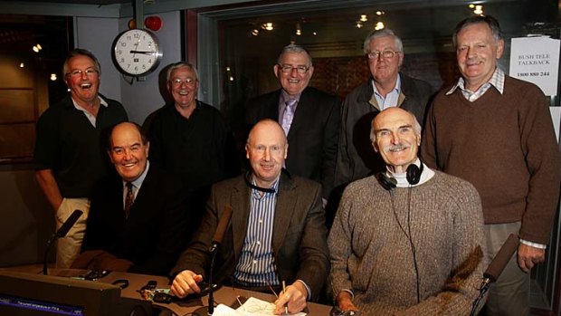 Veteran ABC callers celebrating an AFL heritage round. Geoff Leek, Clarke Hansen, Peter Booth, Doug Wade, Gareth Andrews, Ray Walker and Thorold Merrett. T