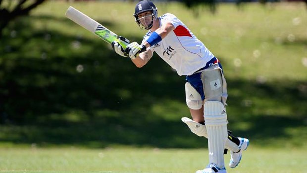Kevin Pietersen during a nets session at Floreat Oval on Tuesday.