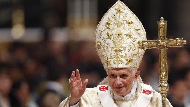 Pope Benedict XVI at Christmas Mass in St Peter's Basilica.