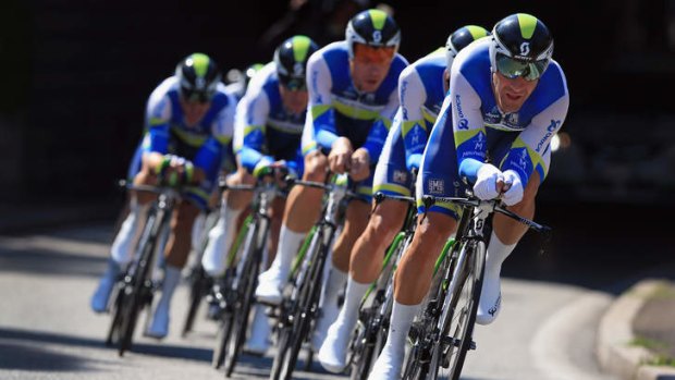 Australia's Orica-GreenEDGE on their way to winning the team time trial in this year's Tour de France.