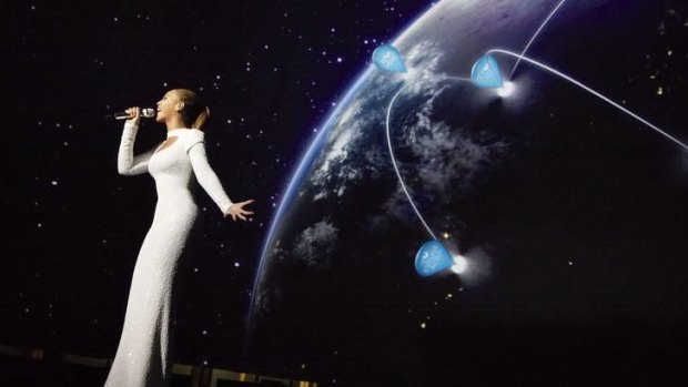 One billion message ... Beyonce performs during the filming of the I Was Here video at the General Assembly at the United Nations.