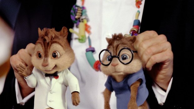Hellooo, ladies!: Alvin (left) and brother Simon get pinged after crashing a cruise ship party in the delightful, beautifully animated holiday family film <i>Alvin and the Chipmunks: Chipwrecked</i>.