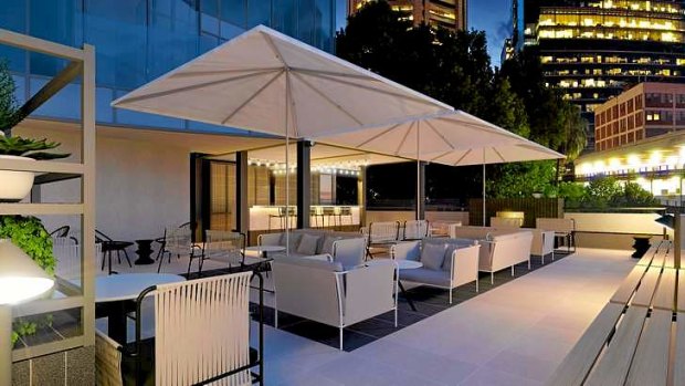 Sheraton Melbourne's outdoor terrace bar.