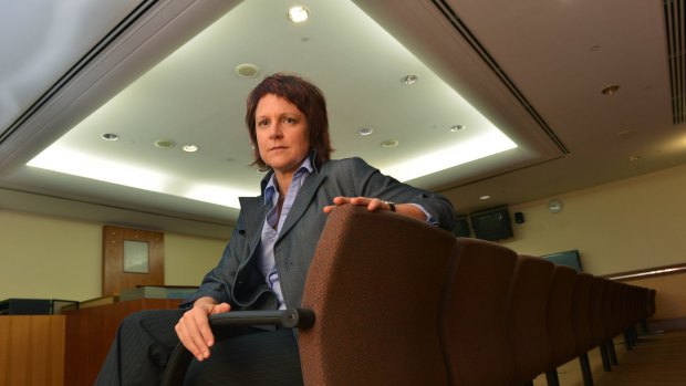 Women's legal service Victoria, Chief Executive Officer Joanna Fletcher in a courtroom at the Melbourne Magistrates Court. 