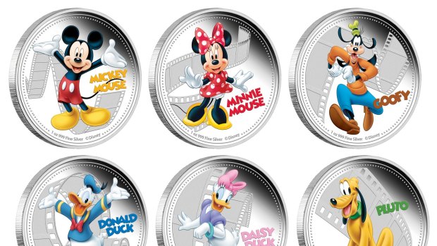 Images of Disney characters will appear on one side of the coins with Queen Elizabeth II on the other. 
