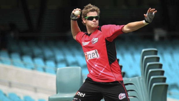 In charge: Sydney Sixers' stand-in skipper Steve Smith in training at the SCG on Thursday.