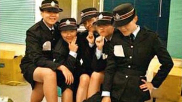 Racy images ... the photographs were uploaded by a 25-year-old policewoman who joined Hong Kong's police force in 2007.
