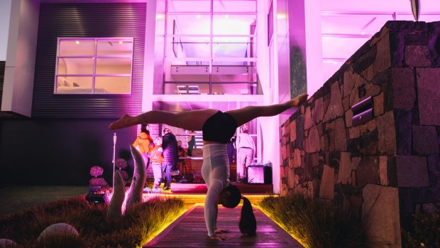 Performer Carissa Meyer at the Cirque du Soleil-themed open home in Forde earlier in July.