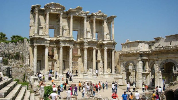 Surreal setting ... the ruins of Ephesus in Turkey.