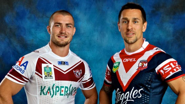 Brothers in arms: Kieran Foran and Mitchell Pearce at Thursday's grand final lunch.