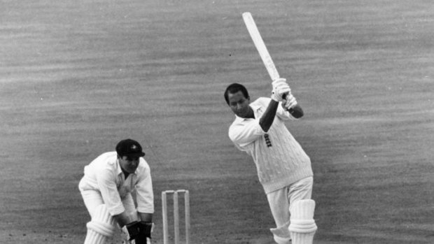 Basil D'Oliveira in action for England at the Kennington Oval, London. The South African-born all-rounder played 44 tests for England.