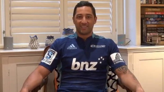 Switch: Benji Marshall wears the jersey on theblues.co.nz video.